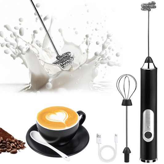 Electric milk frother handheld USB rechargeable