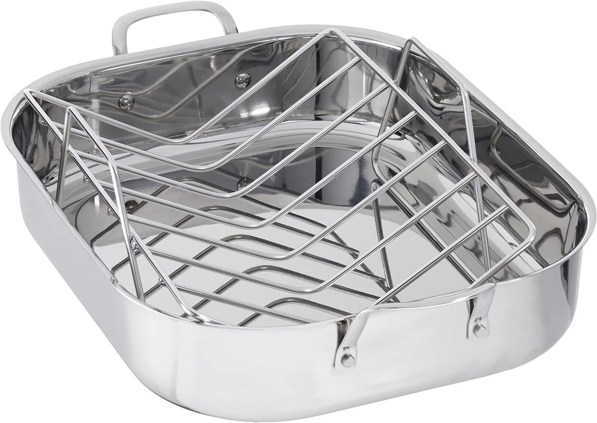 stainless steel roasting pan with rack