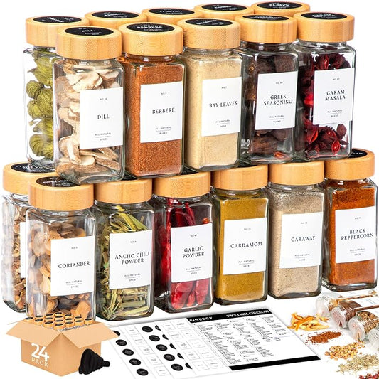spice jar set with labels 12 jars