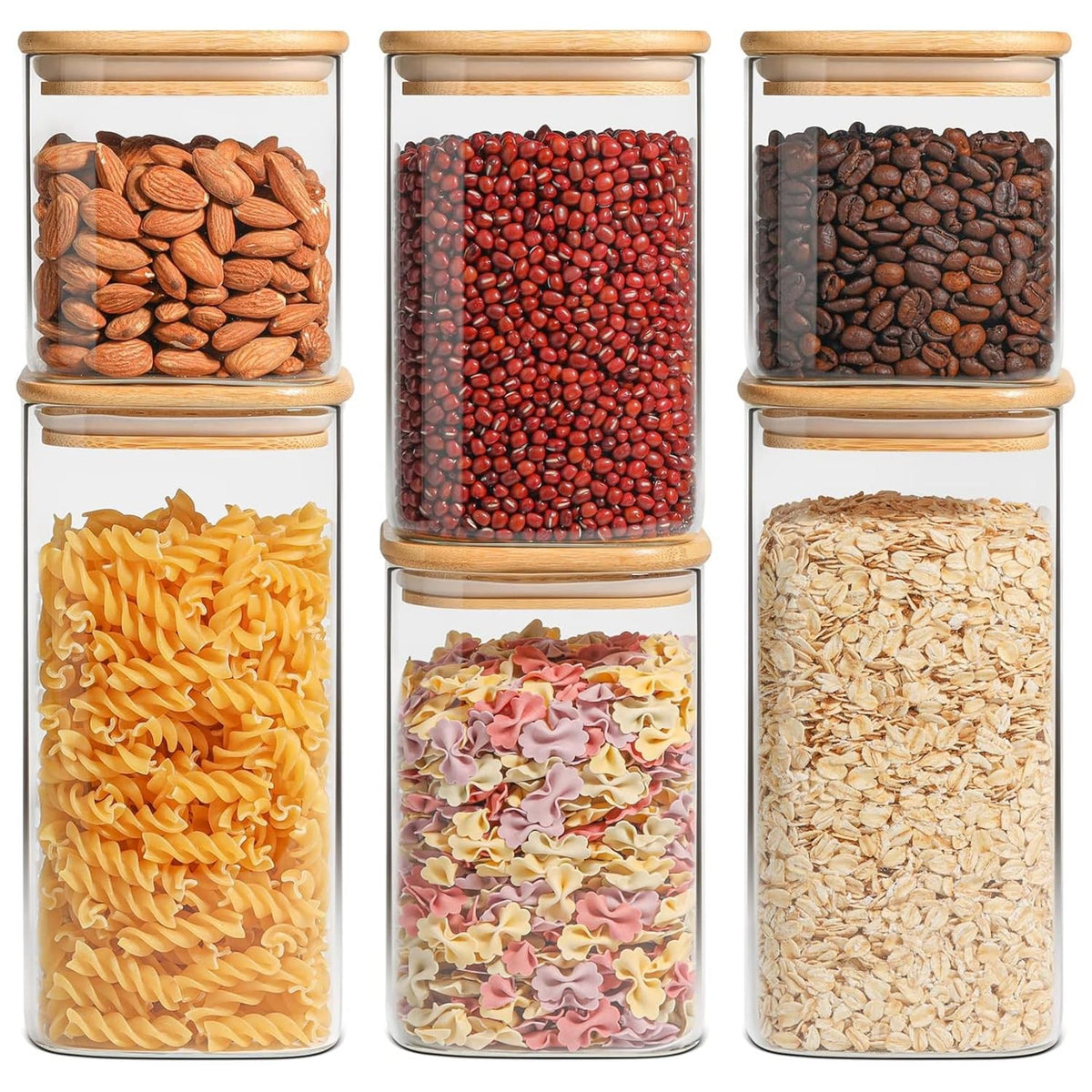glass bamboo pantry canister set